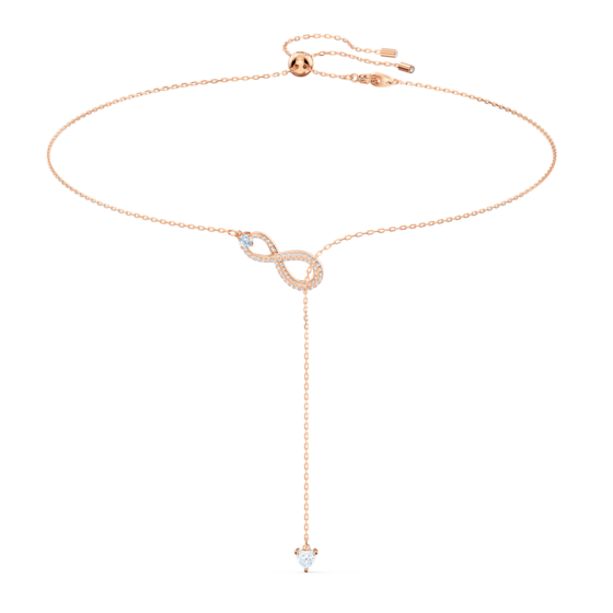 σε σχήμα υ swarovski infinity άπειρο λευκό επιμετάλλωση σε ροζ χρυσαφί τόνο swarovski 5521346
