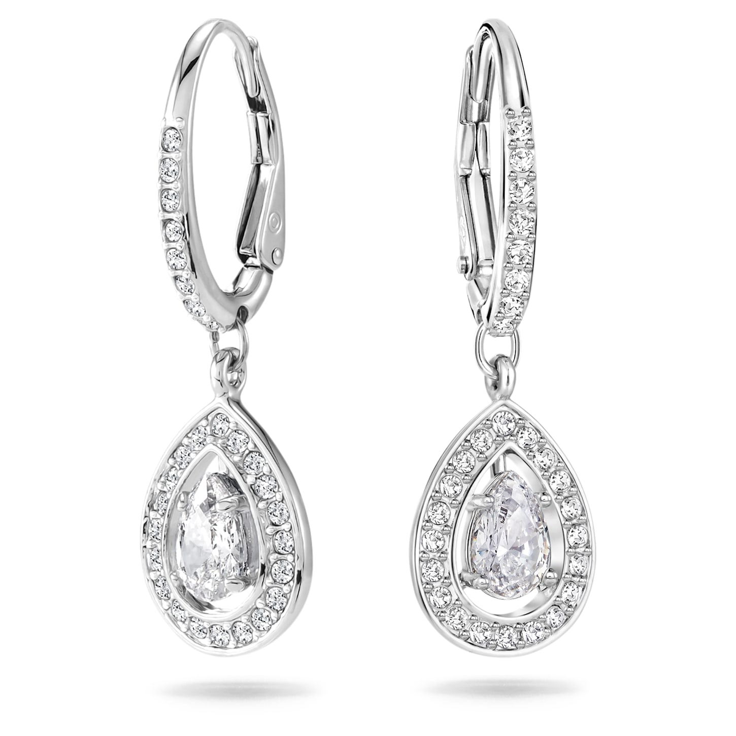Ijver Lach galop Angelic earrings Pear cut crystal, White, Rhodium plated - VALO jewels