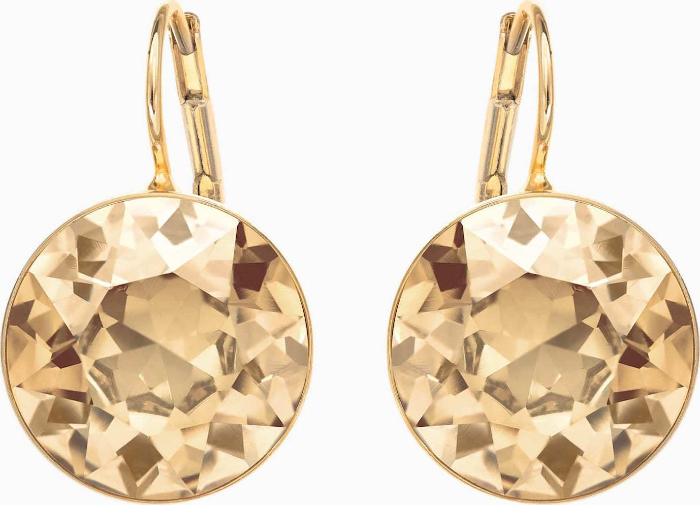 Σκουλαρίκια Bella Στρογγυλό, Μελί, Επίχρυσο